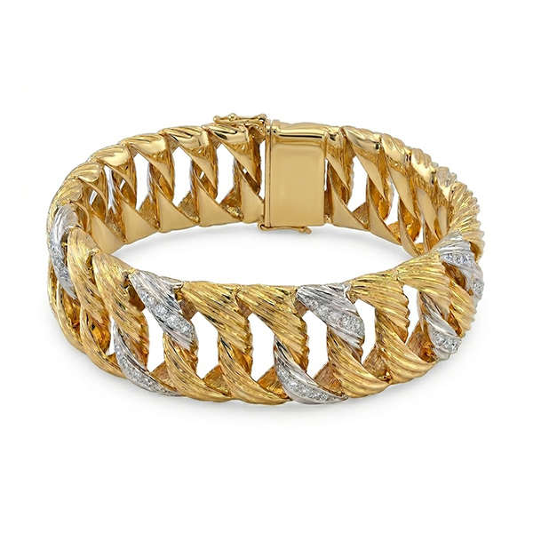 18K Pavé  Diamond Twisted Cable Link Bracelet